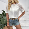 European and American casual dating sweet and simple style lace white shirt
