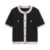 Button embellished short sleeved knitted jacket for women